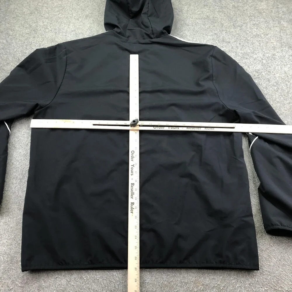 Adidas Jacket Mens XL Black AEROREADY Hooded Full Zip Track Windbreaker